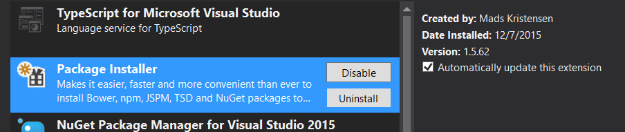 Package installer extension